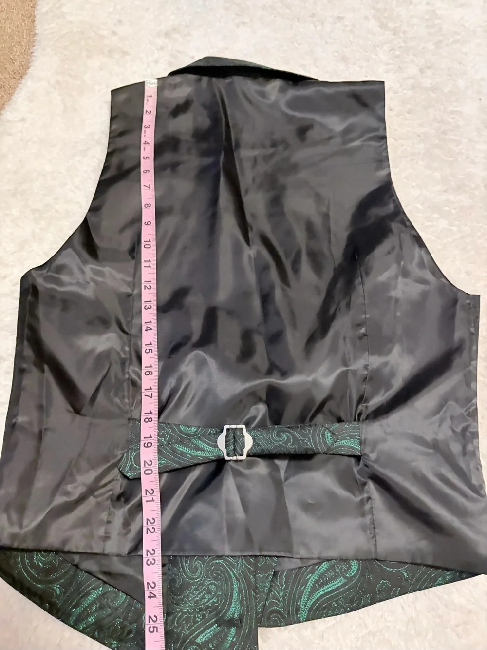 Barry wang small Emerald Green & Black Paisley Brocade Suit Vest